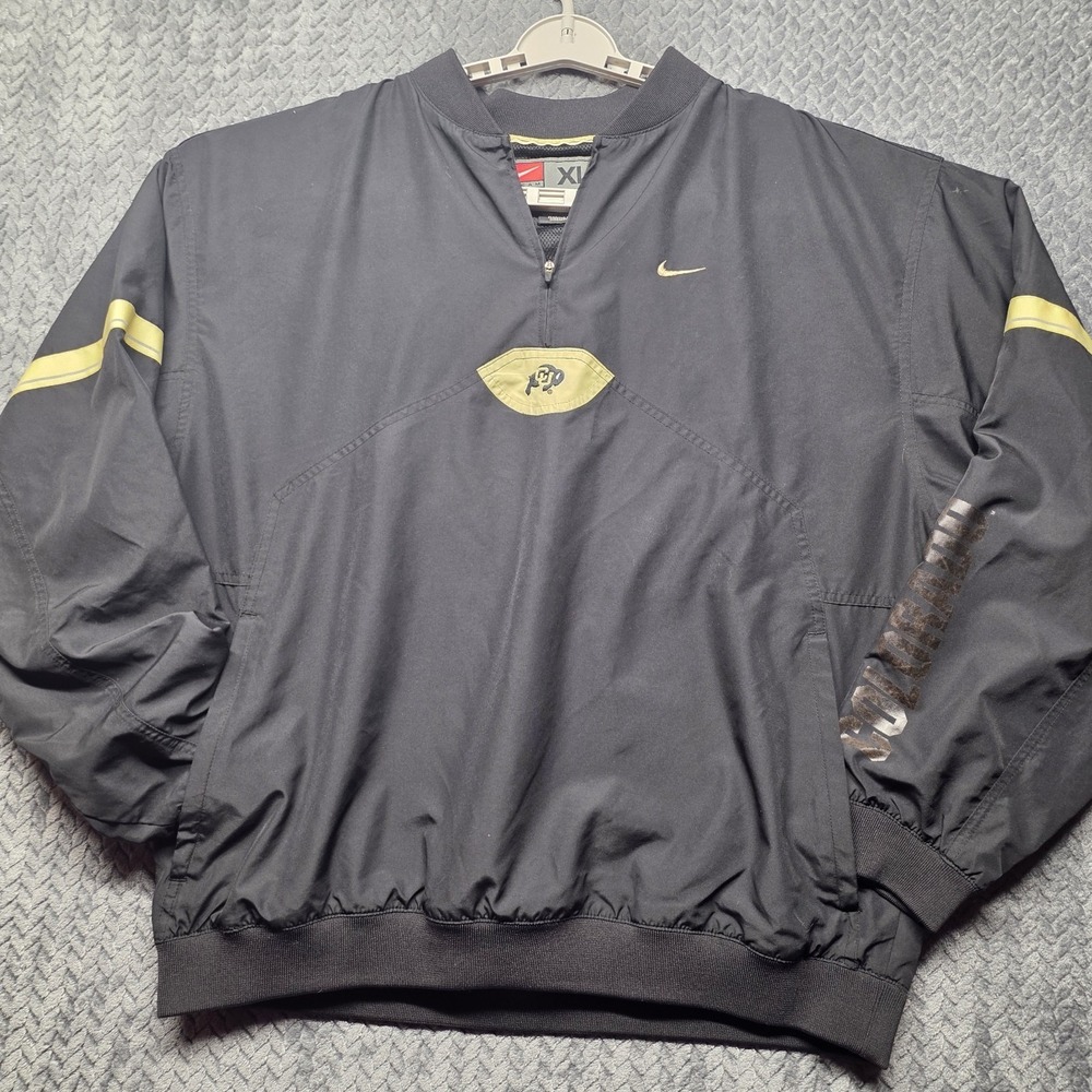 Nike Team Colorado Buffaloes Pullover Windbreaker Jacket Men's‎ XL Black Gold